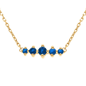 Collier en plaqu� or oxydes bleus horizontaux - 38+4cm