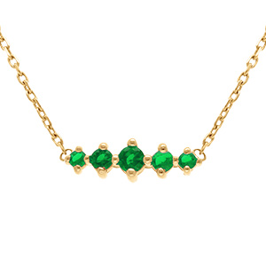 Collier en plaqu� or oxydes verts horizontaux - 38+4cm