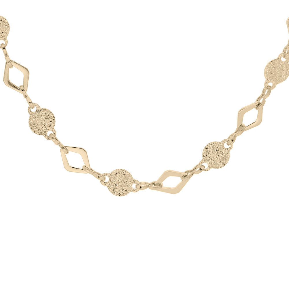 Collier en plaqu� or pastilles diamant�es et ajour�es 40+5cm - Vue 1