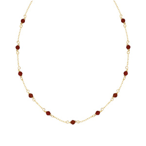 Collier en plaqu or pierre agate rouge vritable 38+4cm - Vue 1