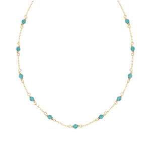 Collier en plaqu or pierre amazonite vritable 38+4cm - Vue 1