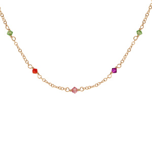 Collier en plaqué or pierres multicolores 42cm + 3cm - Vue 1