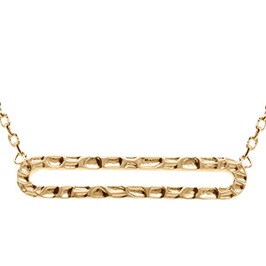 Collier en plaqu� or rectangle 25mm ajour� et martel� - 38+4cm