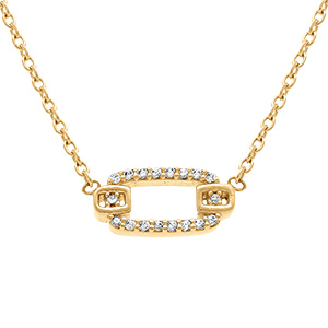 Collier en plaqu� or rectangle orn� d'oxydes blancs - 38+4cm