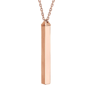 Collier en plaqu or rose avec pendentif tube 4 faces  graver 1, 2, 3 ou 4 prnoms 40+5cm - Vue 1