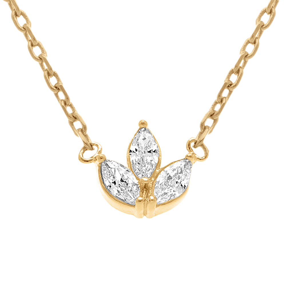 Collier en plaqu� or trois oxydes blanc - 38+4cm - Vue 1