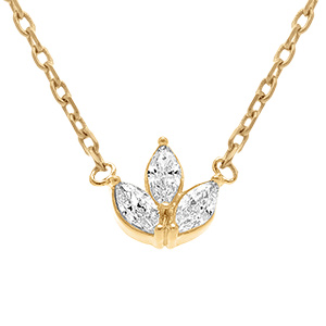 Collier en plaqu� or trois oxydes blanc - 38+4cm