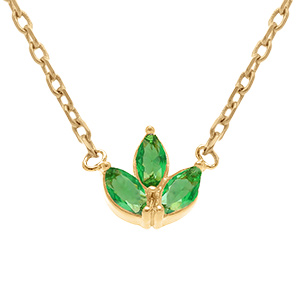 Collier en plaqu� or trois oxydes vert - 38+4cm