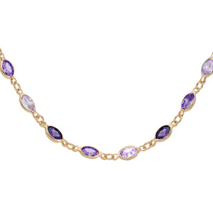 Collier en plaqu or tutti frutti dgrad de violet 38+7cm - Vue 1