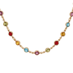 Collier en plaqué or tutti frutti multi couleurs 40+5cm - Vue 1