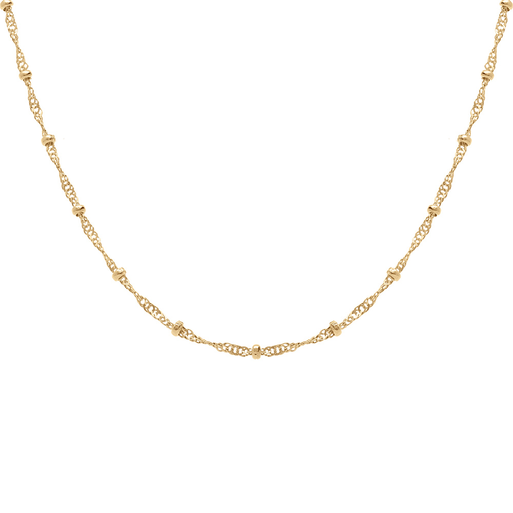 Collier en plaqu� or twist et boules - 40+7cm - Vue 1