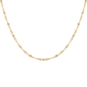 Collier en plaqu� or twist et boules - 40+7cm