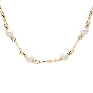 Collier en plaqu ororiginal avec perles blanches 39+7cm - Vue 1