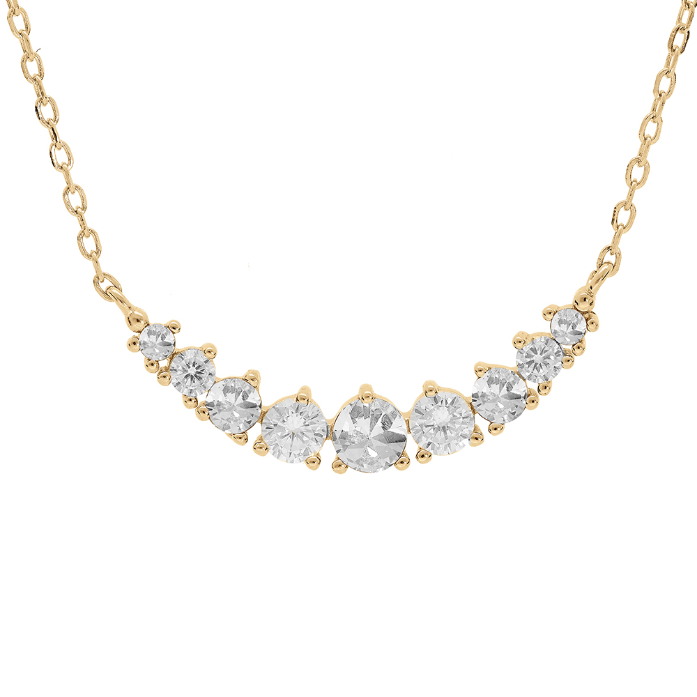 Collier en vermeil arrondi d\'oxydes blancs sertis - 42+3cm - Vue 1