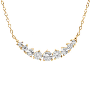 Collier en vermeil arrondi d'oxydes blancs sertis - 42+3cm