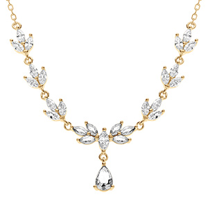 Collier en vermeil avec oxydes blancs et pendentif goutte - 42+3cm