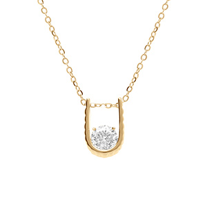 Collier en vermeil avec pendentif forme U avec en son centre un oxyde blanc serti clos - 40+4cm