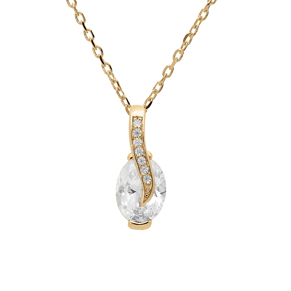 Collier en  vermeil avec pendentif oxydes blancs sertis 42+3cm - Vue 1