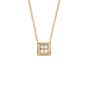 Collier en vermeil carré empli d\'oxydes blancs sertis - 40+4cm - Vue 1