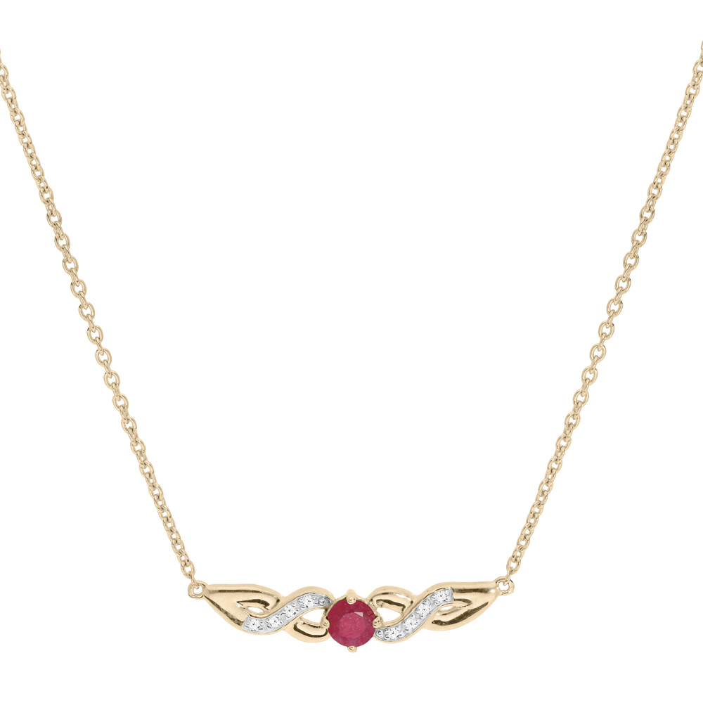 Collier en vermeil cha�ne avec motif infini Rubis v�ritable et Topazes blanches 42+3cm - Vue 1