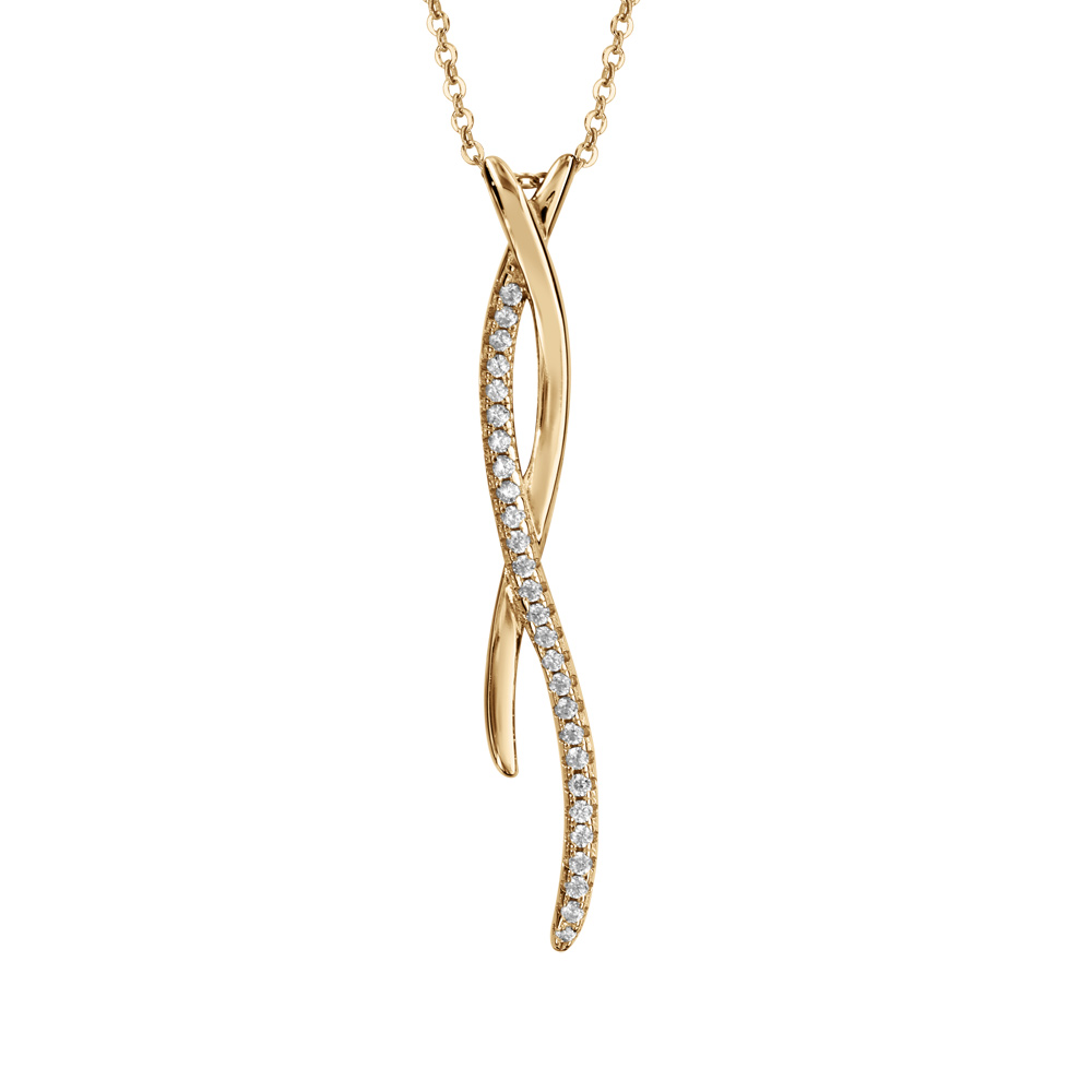 Collier en vermeil cha�ne avec pendentif branches et oxydes blancs sertis 42+3cm - Vue 1