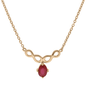 Collier en vermeil chane avec pendentif infini lisse et Rubis vritable 42+3cm - Vue 1