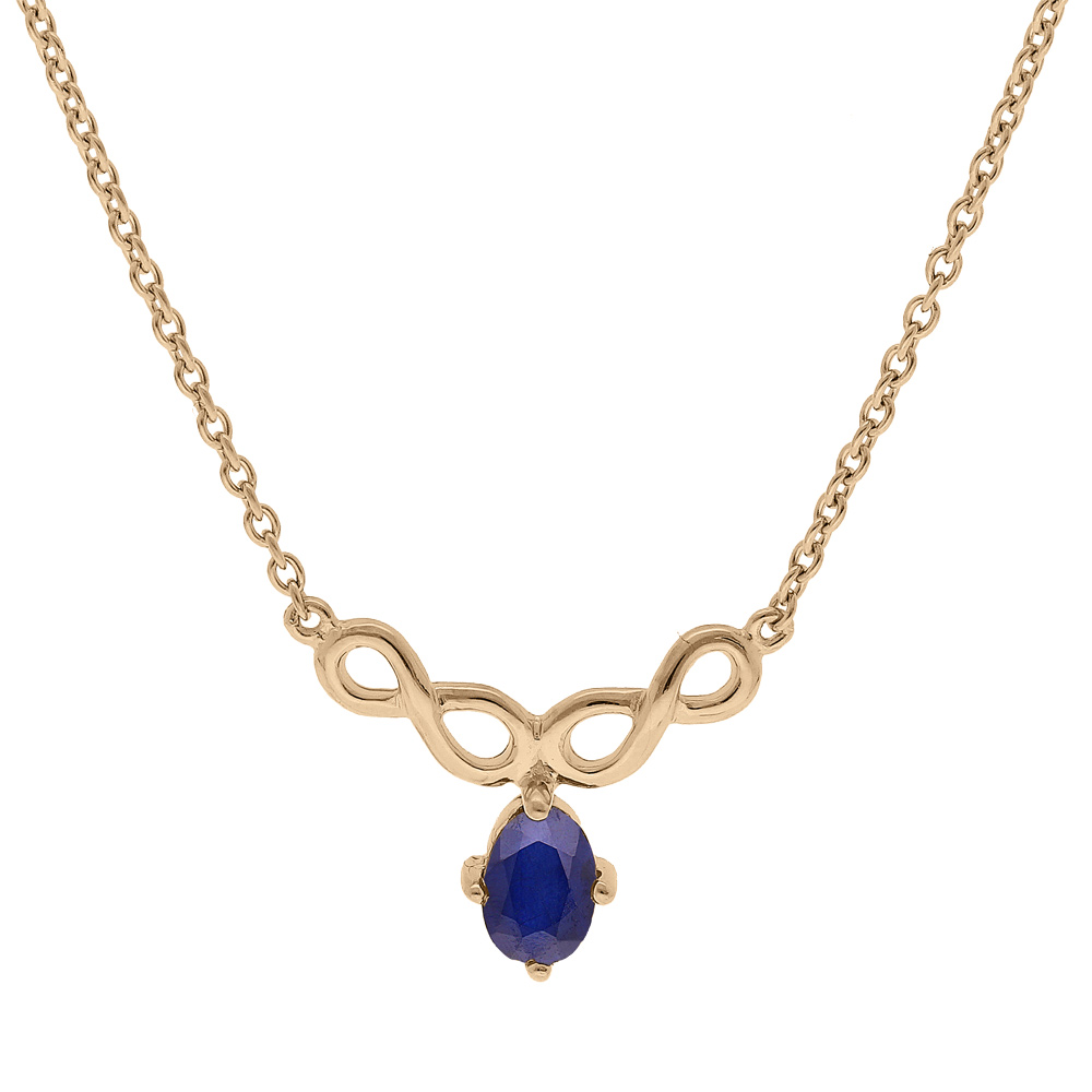 Collier en vermeil cha�ne avec pendentif infini lisse et Saphir v�ritable 42+3cm - Vue 1