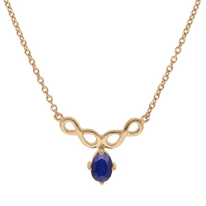 Collier en vermeil chane avec pendentif infini lisse et Saphir vritable 42+3cm - Vue 1