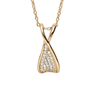 Collier en vermeil chaîne avec pendentif torsade oxydes blancs sertis 43+2cm - Vue 1