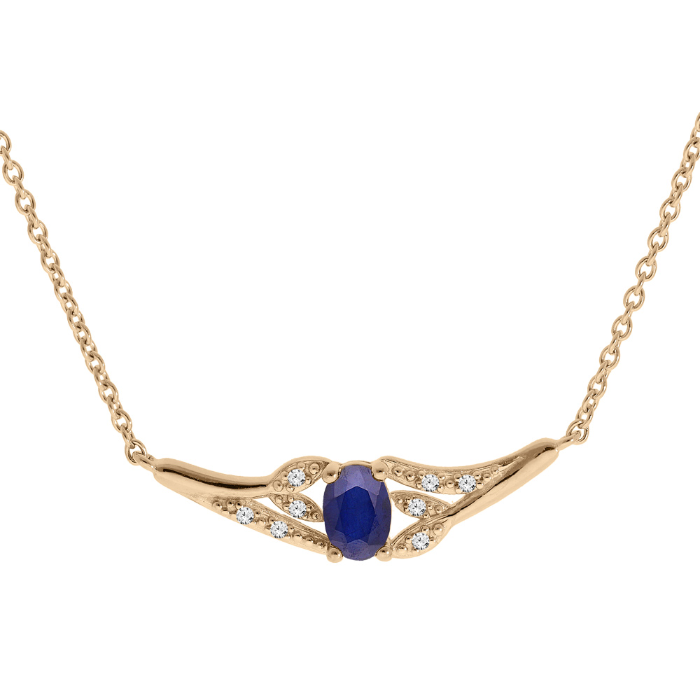 Collier en vermeil cha�ne avec pendentif v�g�tal Topazes blanches et Saphir v�ritable 42+3cm - Vue 1