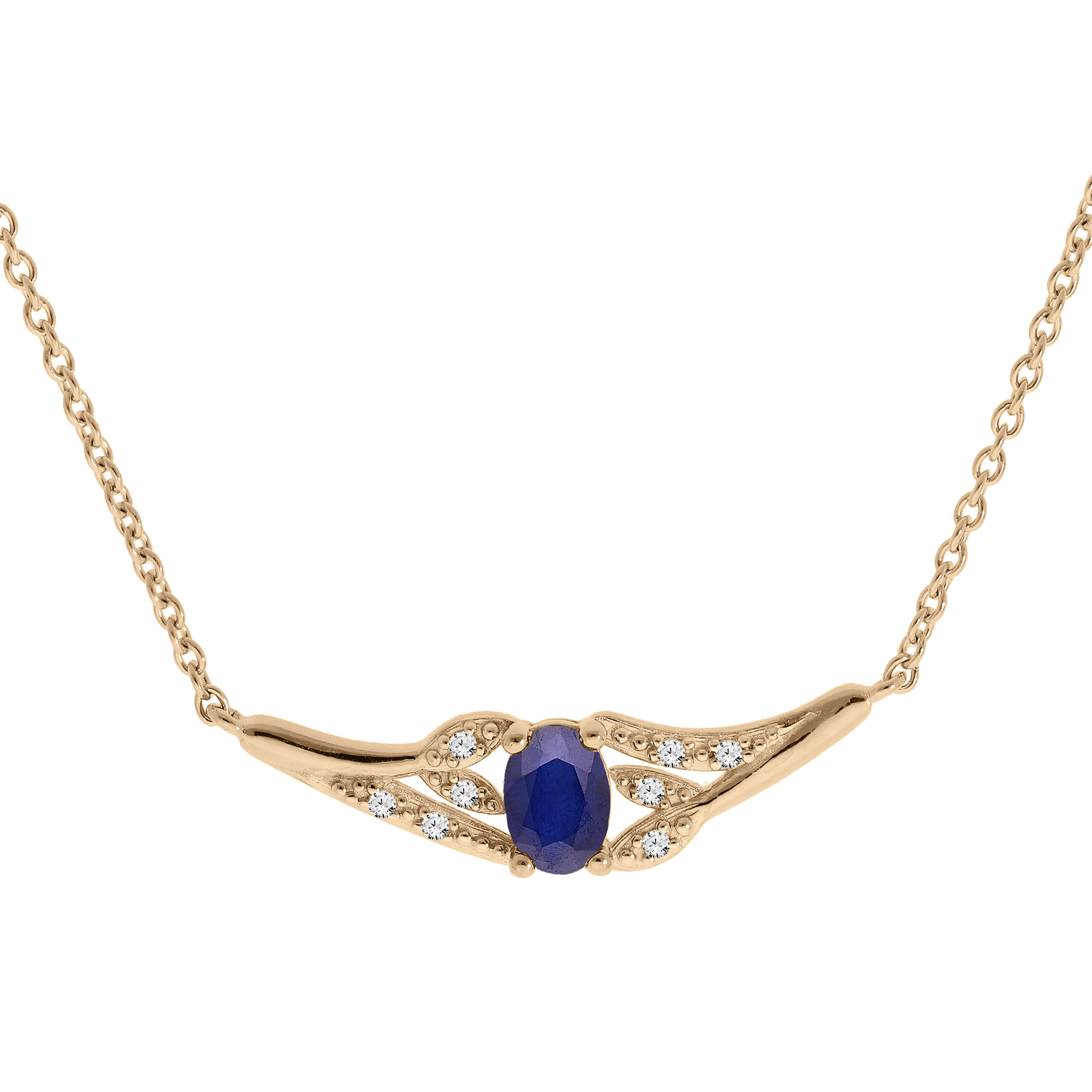 Collier & Pendentif Ancien Plaqué Or Avec Saphir Bleu Et Topazes - Occasion Vintage