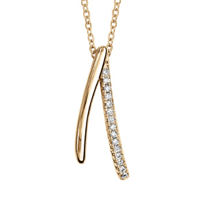 Collier en vermeil chaîne avec pendentif2 brins lisse et avec oxydes blancs sertis 40+4cm - Vue 1