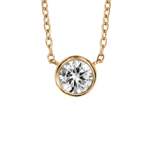 Collier en vermeil chaîne avec solitaire serti clos diamètre 5mm 40+4cm - Vue 1