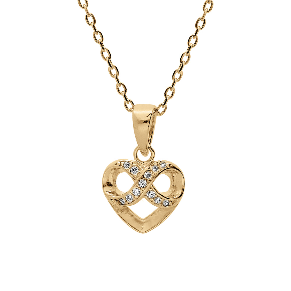Collier en vermeil coeur et infini oxydes blancs sertis 40+5cm - Vue 1
