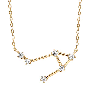 Collier en vermeil constellation zodiacale de la  balance avec fines barres ornes d'oxydes blancs sertis - 42,5+2,5cm