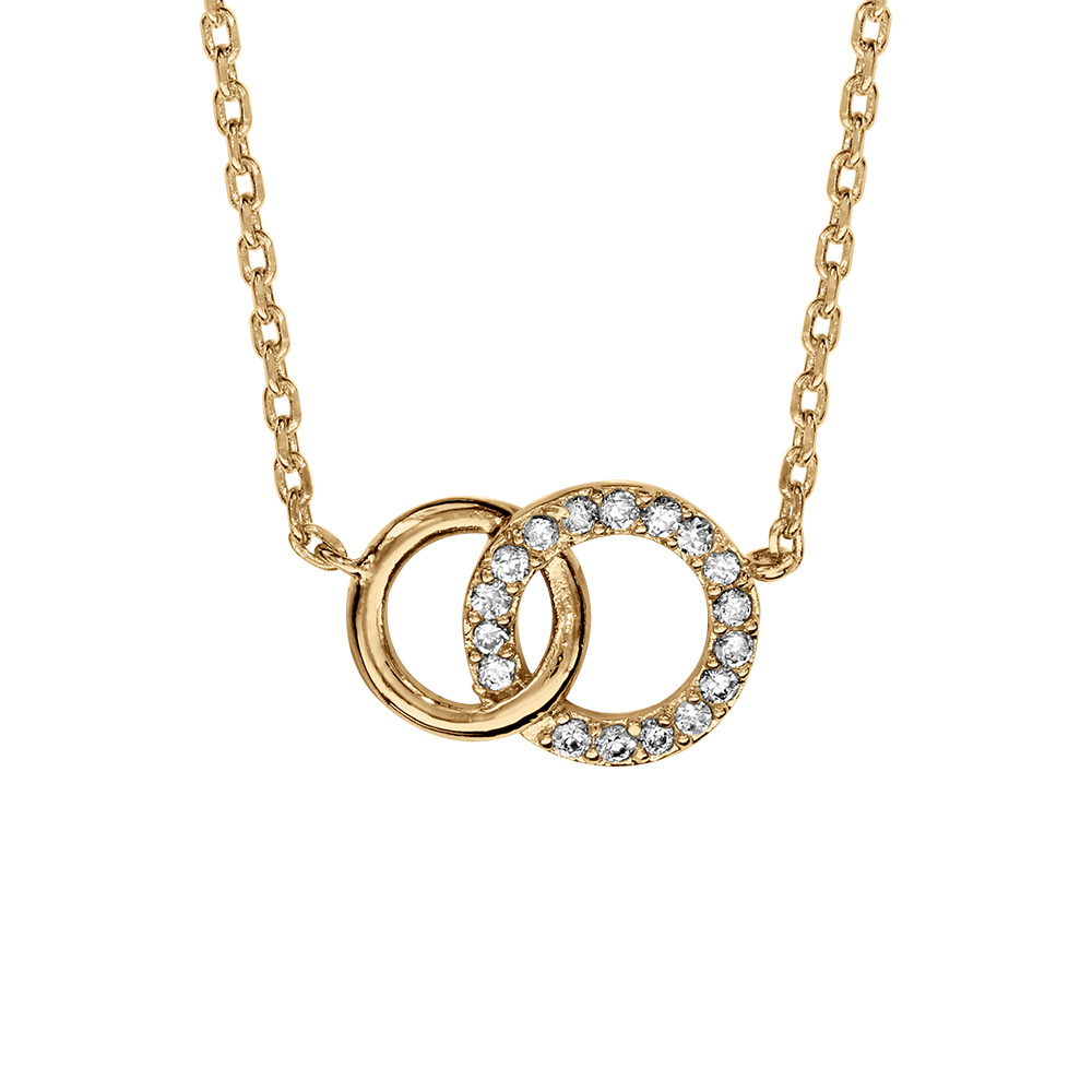 Collier en vermeil deux  cercles entremels pierres blanches  - 40+2cm - Vue 1