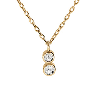 Collier en vermeil deux oxydes blancs sertis clos - 40+2+2cm