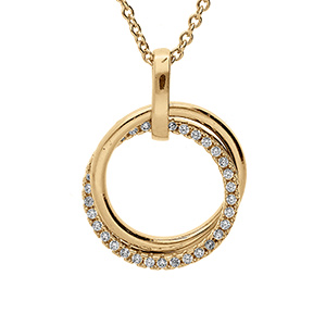 Collier  en vermeil double cercle lisse et scintillant d'oxydes blancs sertis - 40+4cm