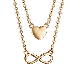 Collier en vermeil double chaîne coeur et infini 42+3cm - Vue 1