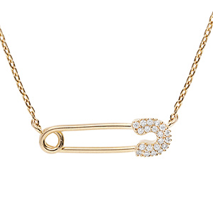 Collier en vermeil �pingle a nourrice avec oxydes blancs sertis - 39,5+5cm