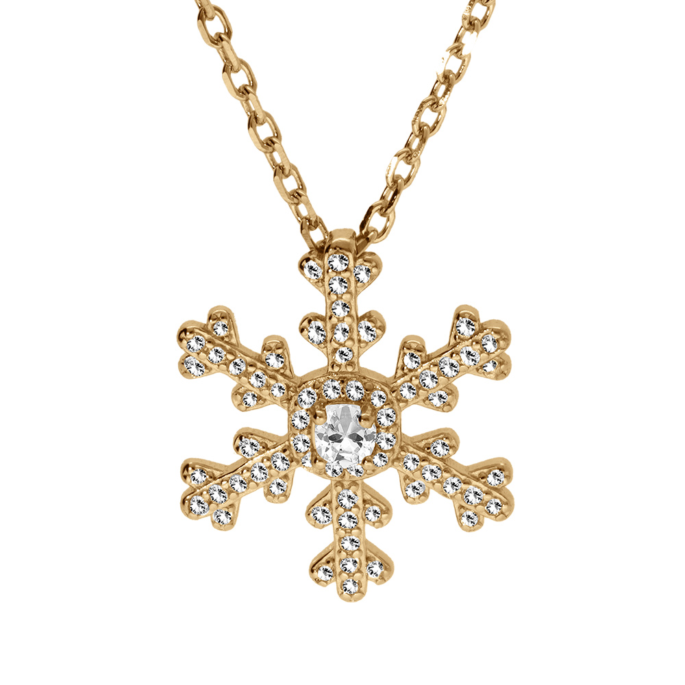 Collier en vermeil flocon de neige - 42+3cm - Vue 1