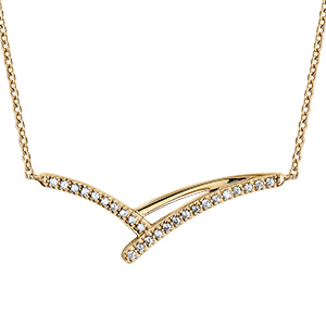 Collier en vermeil forme V avec barrettes d'oxydes blancs sertis - 42+3cm