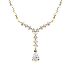 Collier en vermeil forme Y avec oxydes blancs sertis - 42+3cm - Vue 1