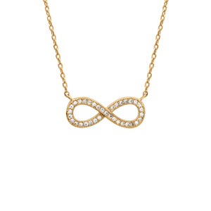 Collier en vermeil forme huit (infini) avec pierres blanches - 44cm réglable - Vue 1