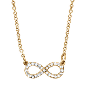 Collier en vermeil forme huit (infini) petit modèle avec pierres blanches - 42+3cm - Vue 1