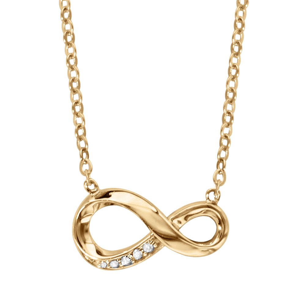 Collier en vermeil forme huit stylis� (infini) avec pierres blanches   - 42+3cm - Vue 1