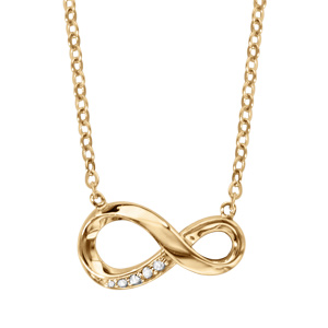 Collier en vermeil forme huit stylisé (infini) avec pierres blanches - 42+3cm - Vue 1