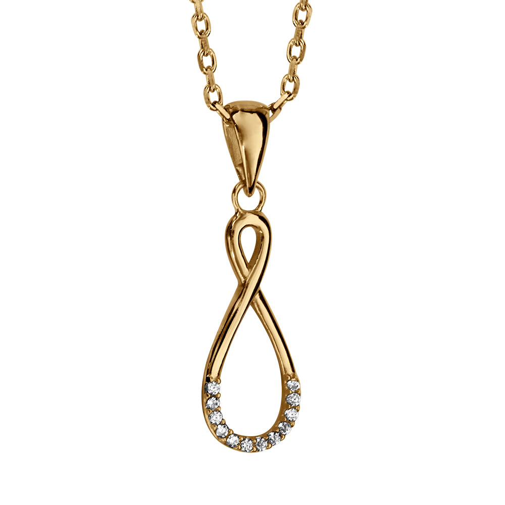 Collier en vermeil forme infini avec oxydes blancs sertis  - 42+4cm - Vue 1