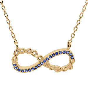 Collier en vermeil infini avec oxydes bleus - 44cm r�glable 42 et 40