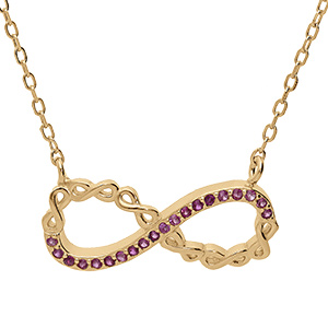 Collier en vermeil infini avec oxydes roses - 44cm r�glable 42 et 40